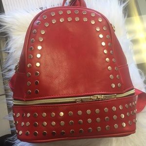 Studded backpack w/2 separate zipper compartments